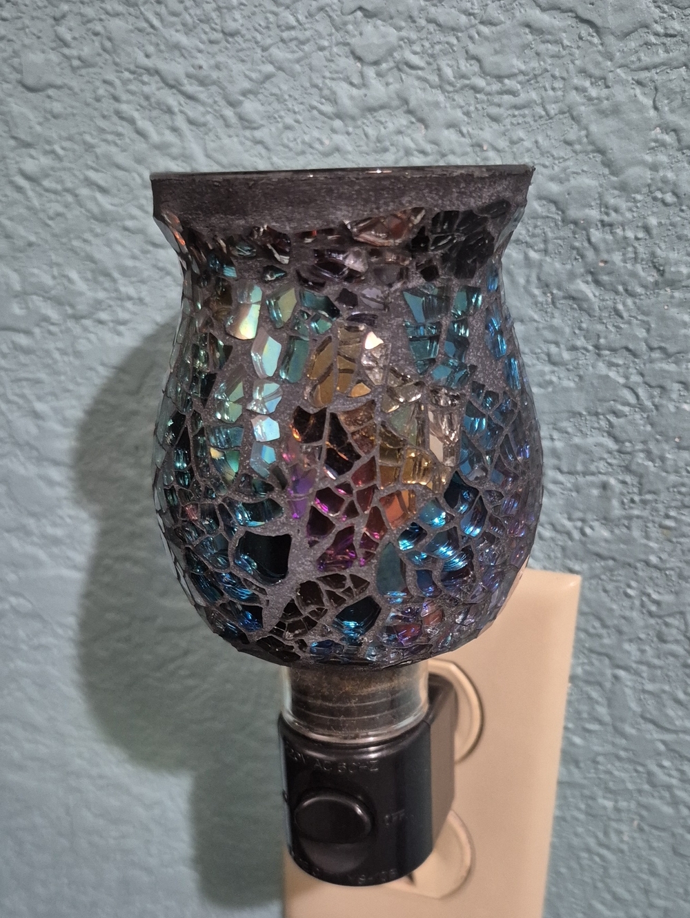 Iridescent Mosaic Glass Night Light - Multicolor
